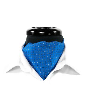 Ascot Cravat Tie Silk Blue Polka Dot Costume Formal Wedding Party Necktie Scarf